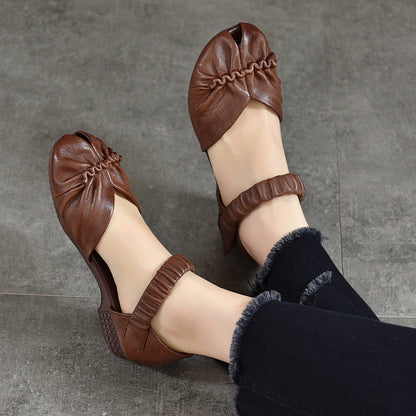 Summer Artsy Leather Low-heel Shoes Ui1021