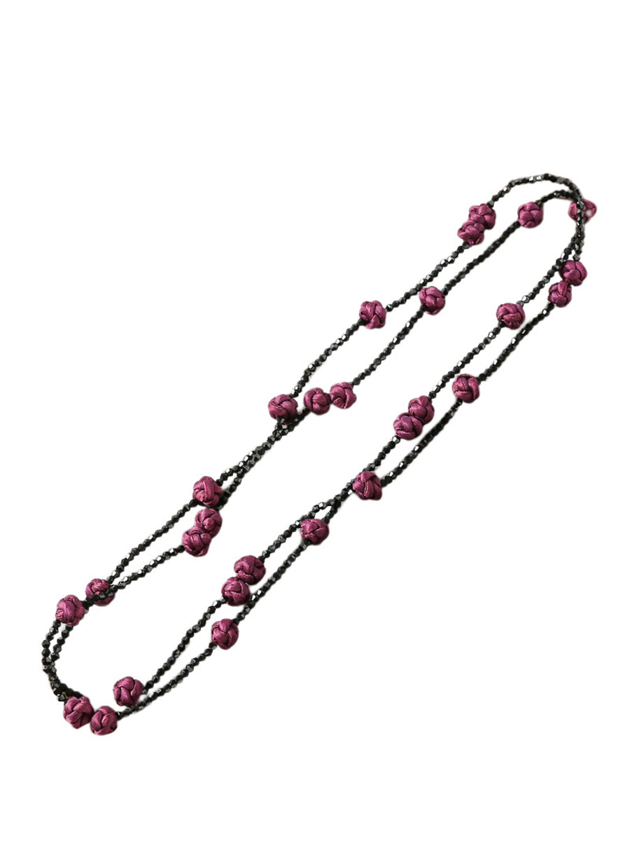 Ruyi Knot Beads Weave Sweater Necklace Qn005