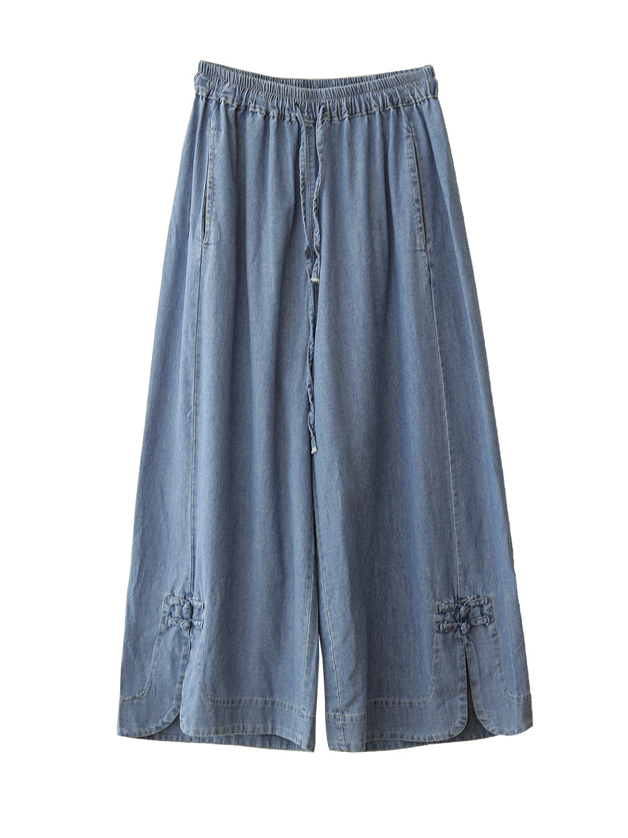 Summer Buckle Wide-leg Denim Pants Cx031