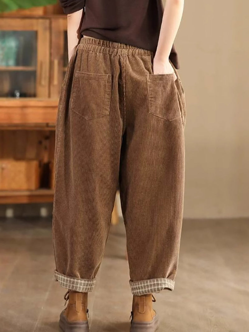 Autumn Corduroy Harem Pants Qu026