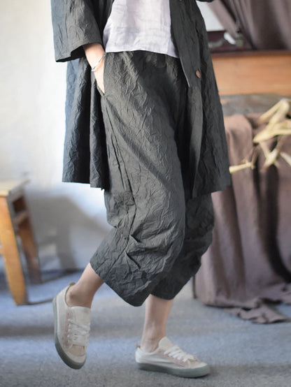 Summer Loose Cotton Calf-length Pants Cv1042