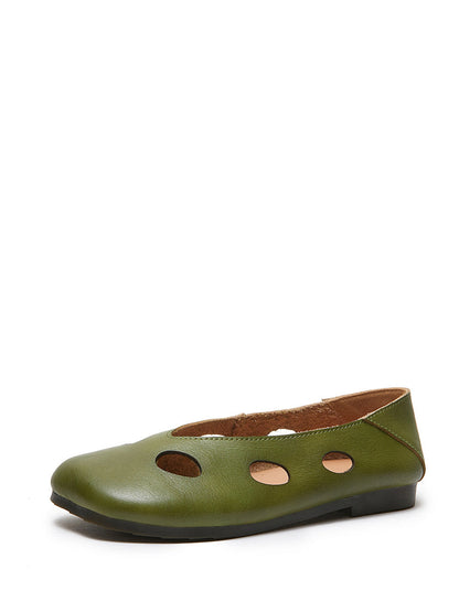 Summer Leather Cutout Soft Shoes Io1029