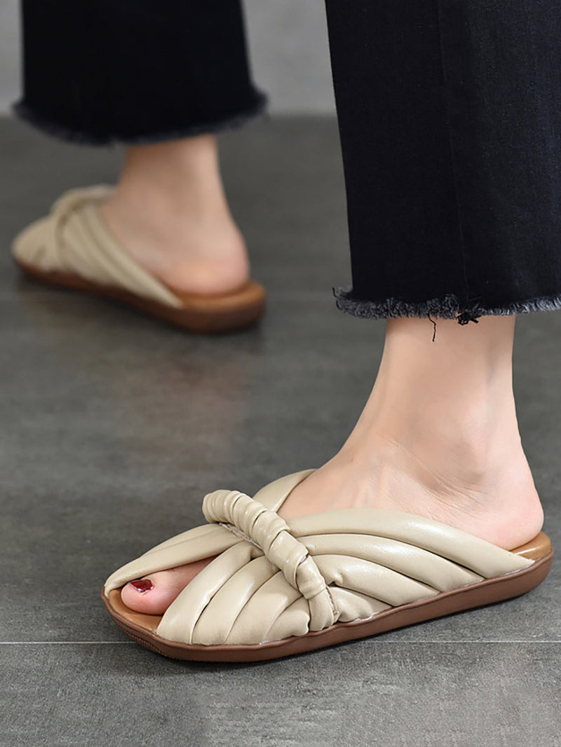 Summer Leahter Weave Flat Slippers Bn1013