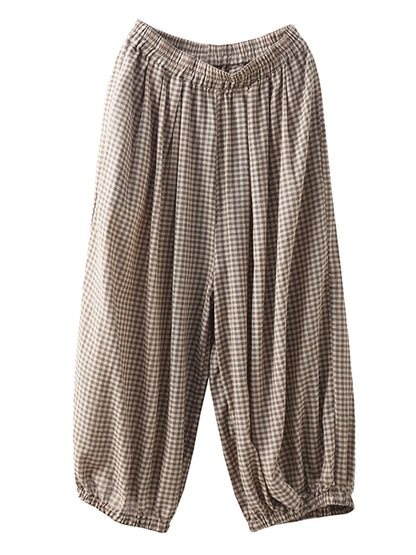 Summer Plaid Cotton Harem Pants Zz1046