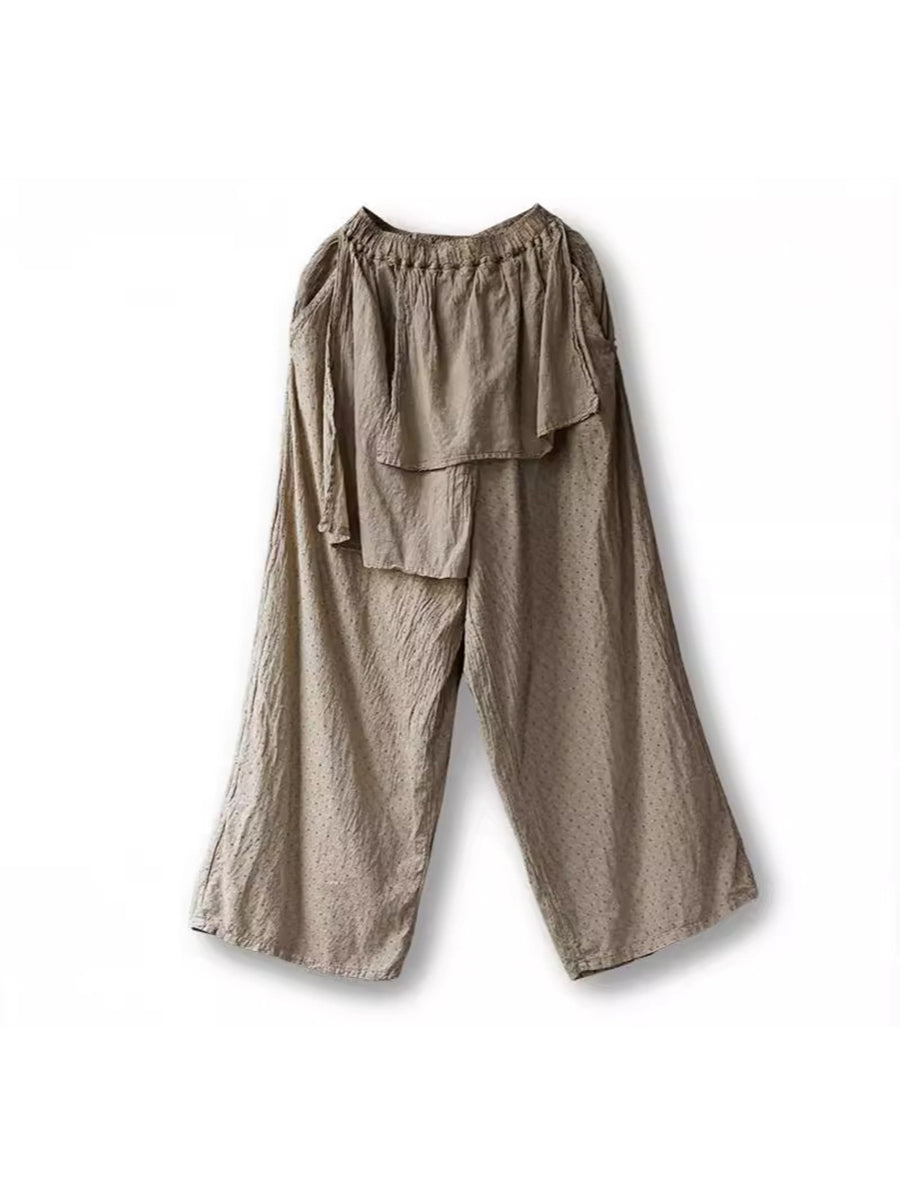 Spring Dot Spliced Cotton Straight-leg Pants Sc1019
