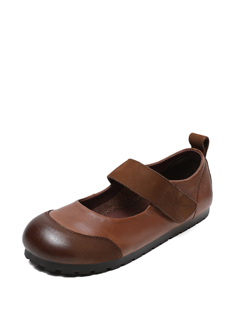 Summer Soft Leather Flat Shoes Qw1020