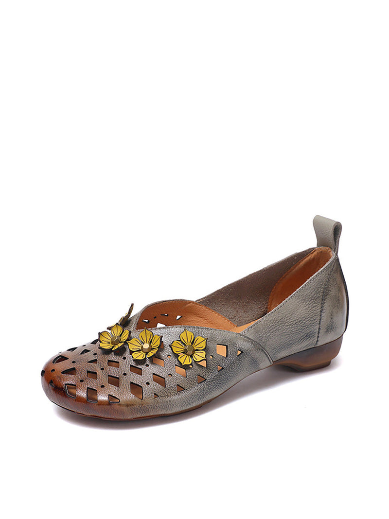 Heel Flower Hollow Low Shoes Leather Out