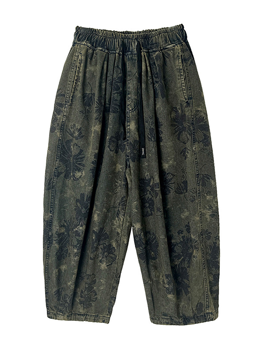 Summer Flower Denim Harem Pants Ll034