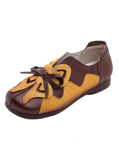 Artsy Colorblock Leather Butterfly Spliced Shoes Ui1011