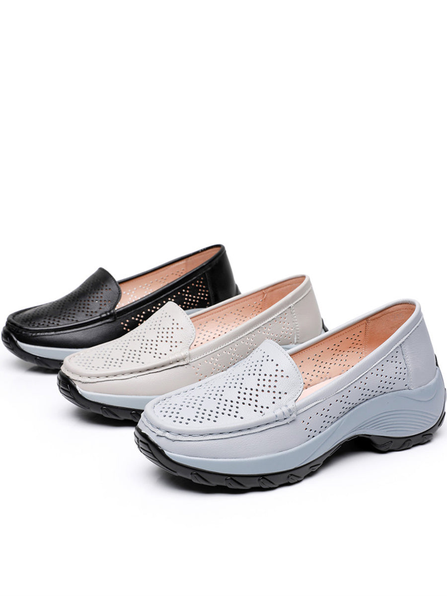 Summer Leather Cutout Platform Shoes Sc1039