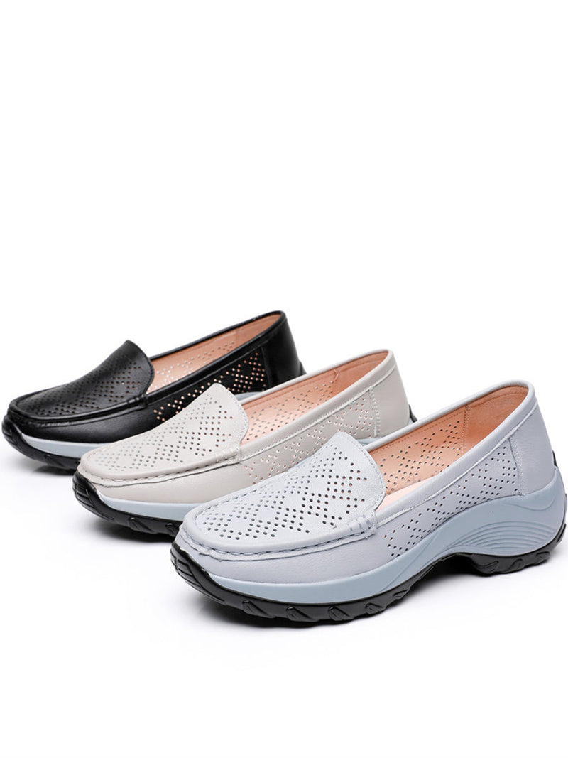 Summer Leather Cutout Platform Shoes Sc1039