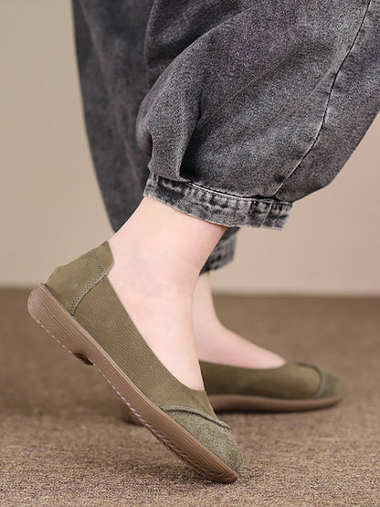 Summer Retro Leather Spliced Flat Shoes Ty1031