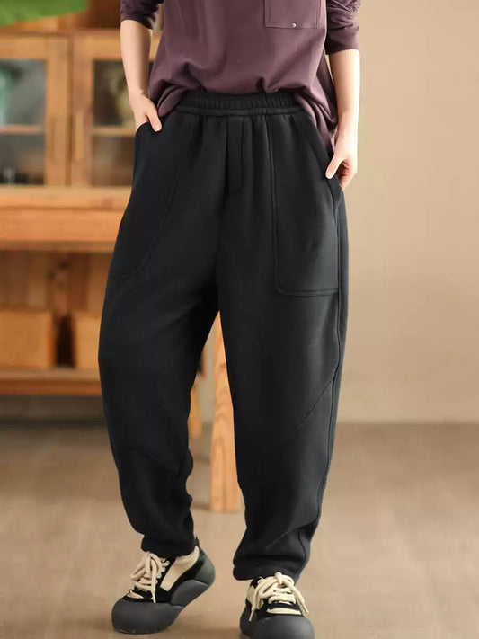 Autumn Cotton Fleece-lined Harem Pants Wg014