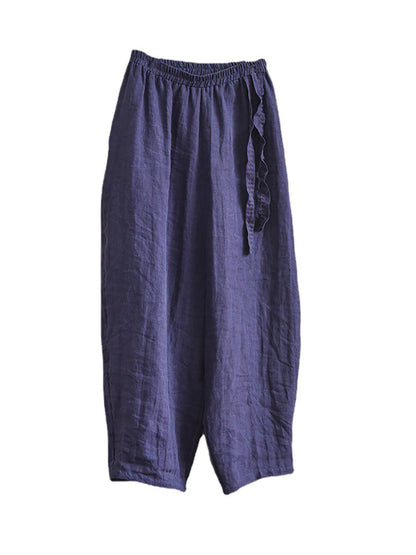 Drawstring Loose Linen Turnip Pants Cx045