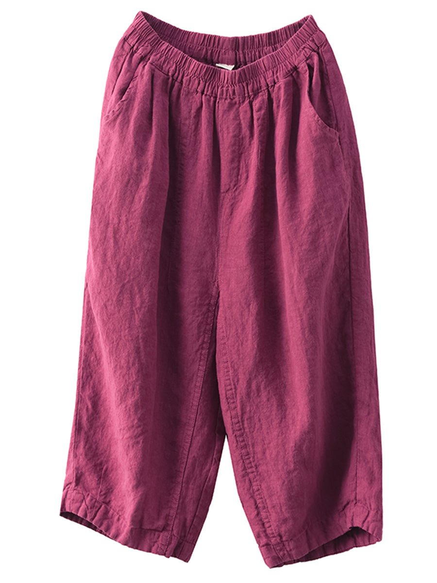Summer Retro Linen Loose Harem Pants Fd009