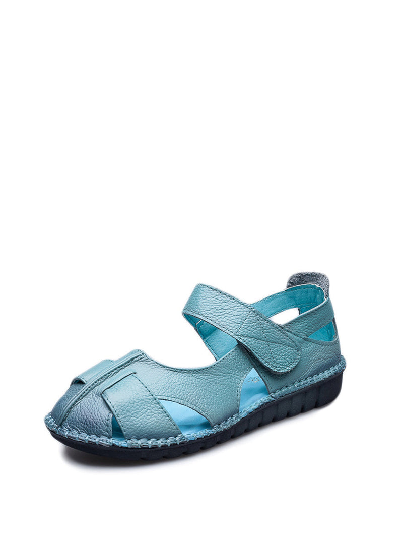 Summer Soft Leather Spliced Flat Sandals Cv1011
