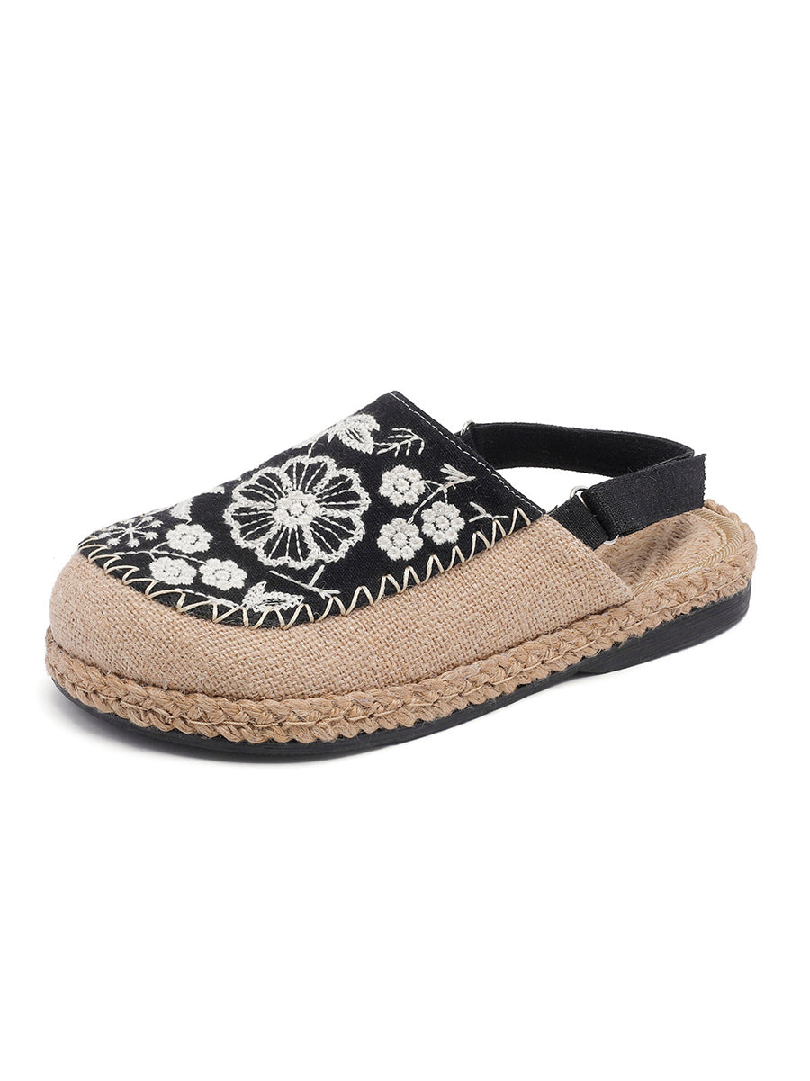 Sandals Linen Embroidery Flower