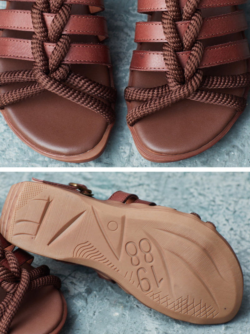 Summer Leather Spliced Rope Sandals Ui1012
