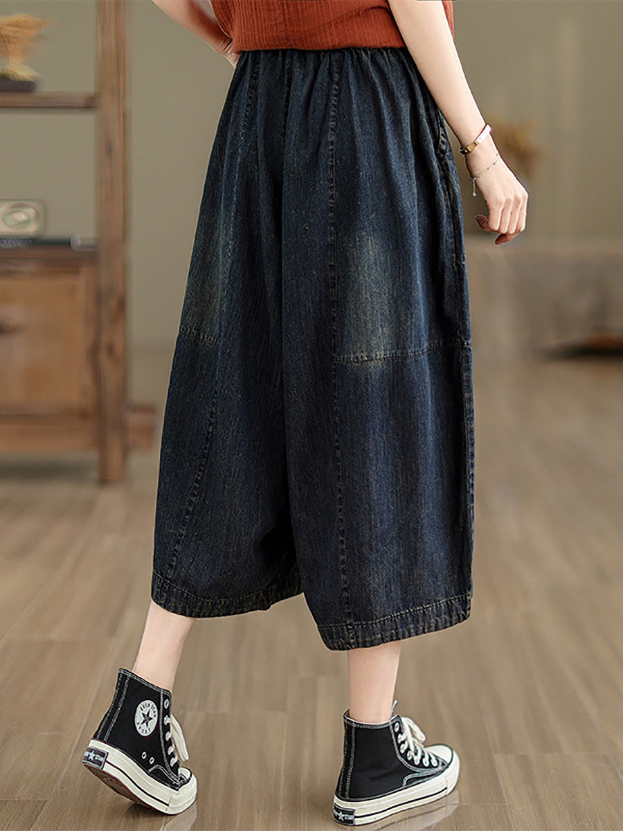 Summer Denim Spliced Wide-leg Pants Pp1002