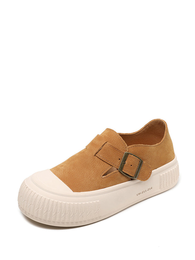 Leather Platform Flat Shoes Fg1027