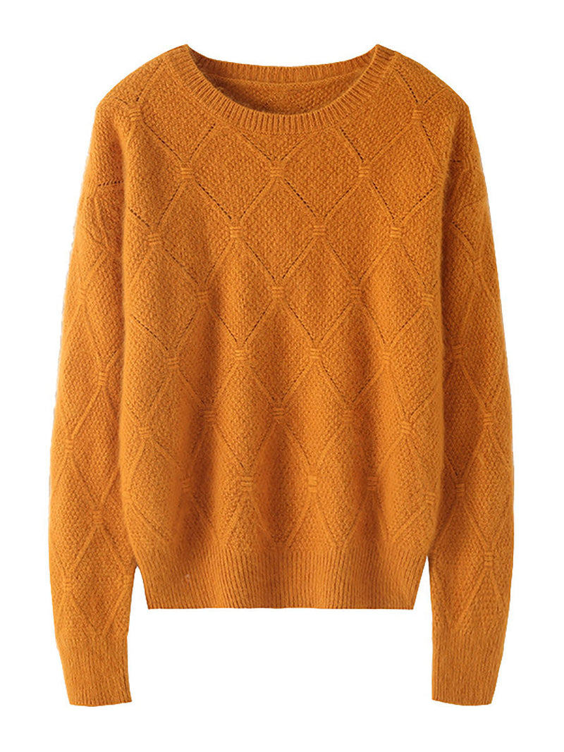 Autumn O-neck Rhomboids Wool Warm Knit Sweater Av1010