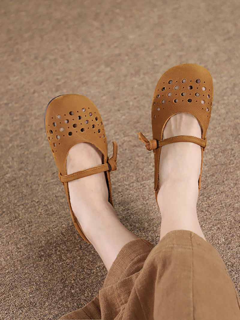 Soft Leather Cutout Shoes Xx1053