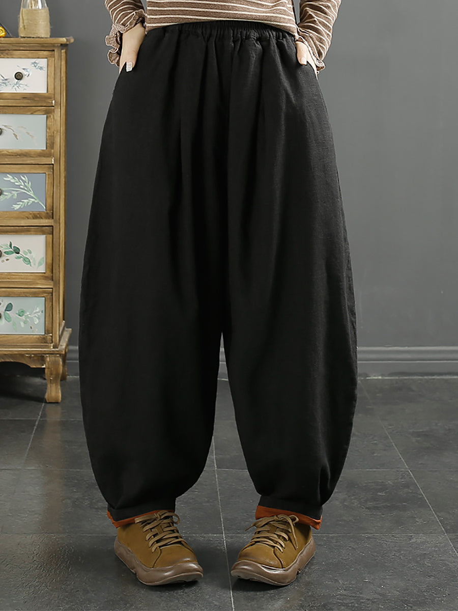 Autumn 100%linen Pure Color Harem Pants At1072