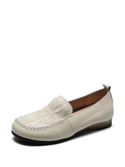 Genuine Leather Stitching Low Heel Shoes As1015