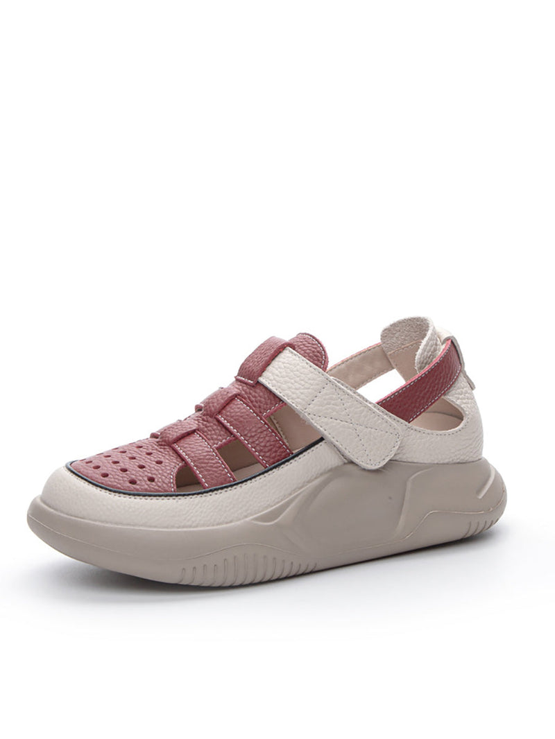 Summer Leather Colorblock Platform Sandals Io1027