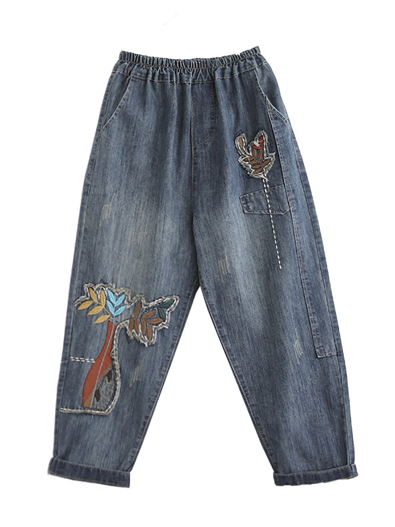 Summer Patch Spliced Denim Harem Pants Cv1044