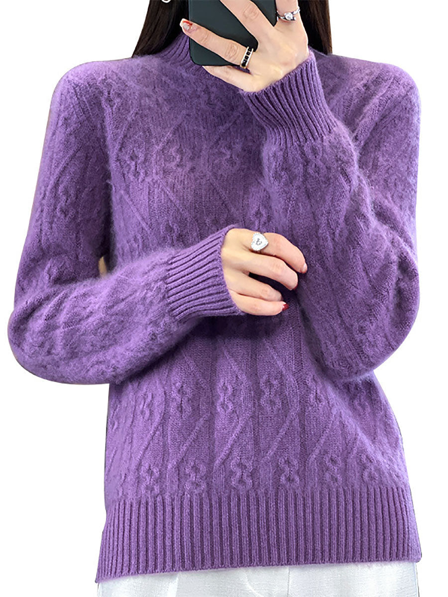 Autumn Half Turtleneck Wool Twist Knit Sweater Av1052