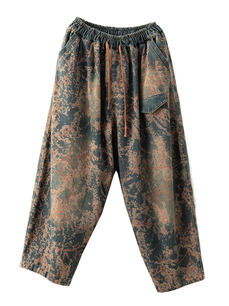 Tie-dye Autumn Strap Denim Harem Pants Ai1028