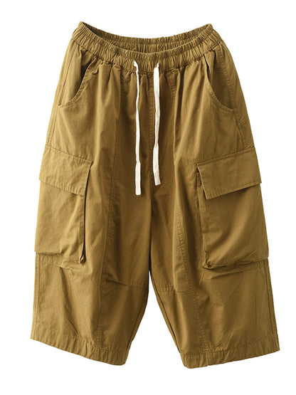 Summer Pocket Loose Cotton Fifth Pants Fd022