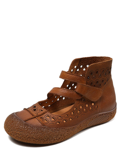Summer Cutout Leather Flat Sandals Sc1007