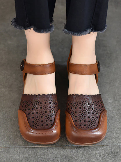 Summer Colorblock Leather Flat Shoes Aa1050