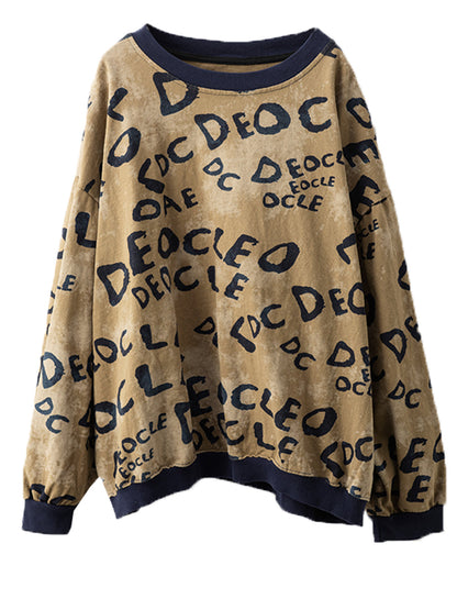 Winter Letter Print O-neck Colorblock Sweatshirt At1004