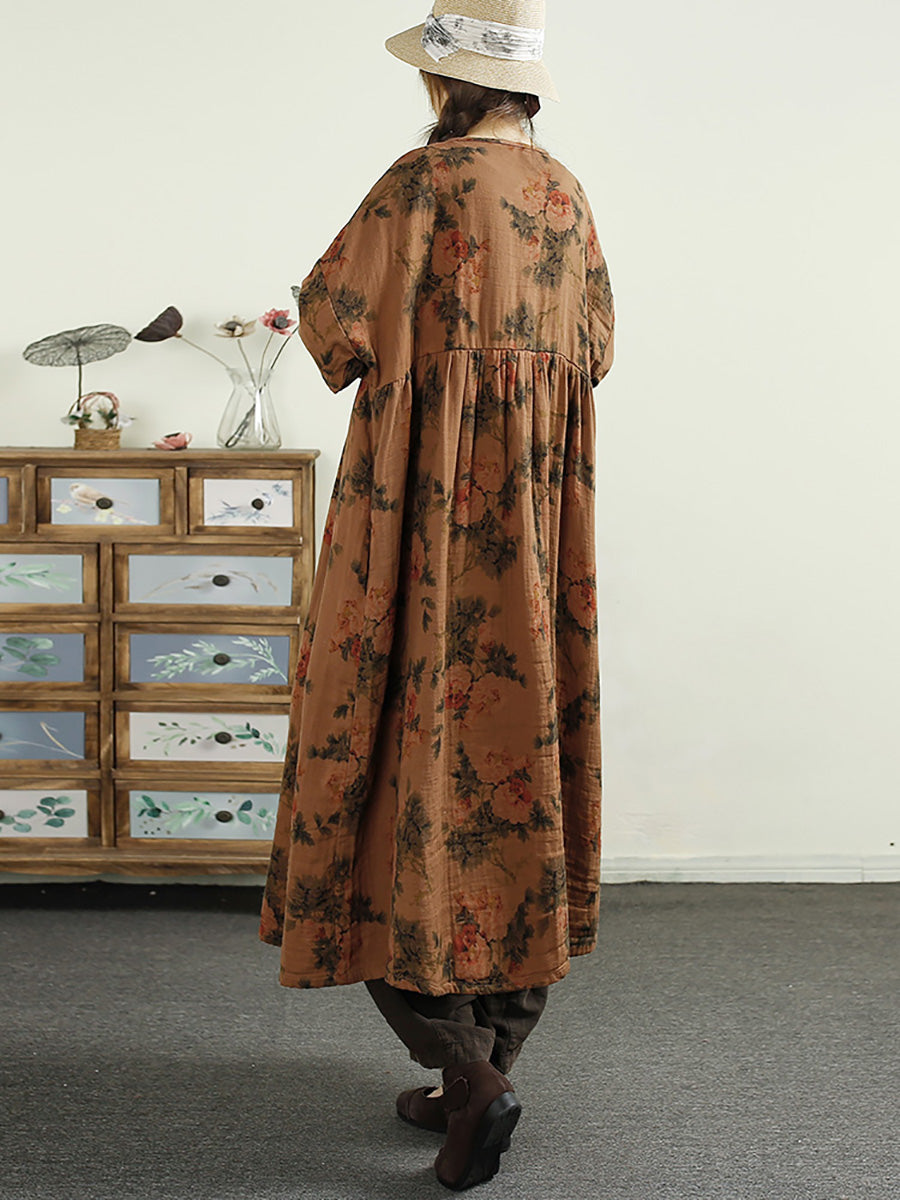 Flower Button Linen Shirt Coat Ai1017