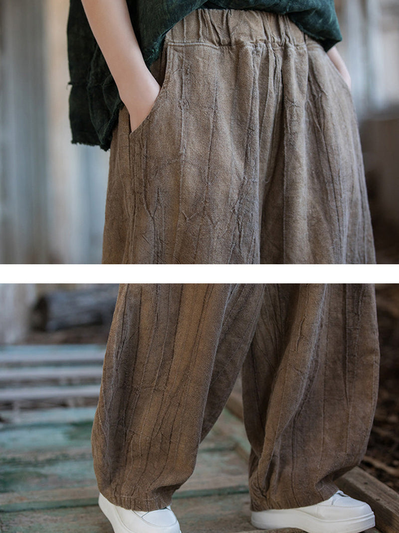 Autumn Tie-dye Ramie Harem Pants At1085