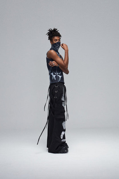 Metallic Strap Cargo Pants