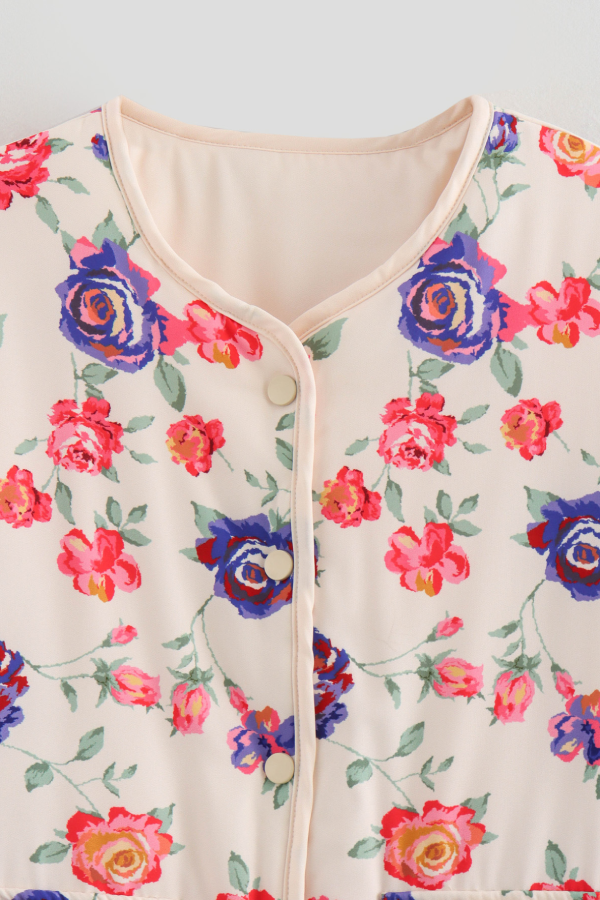 Street V-neck Loose Cardigan Print Cotton Coat for