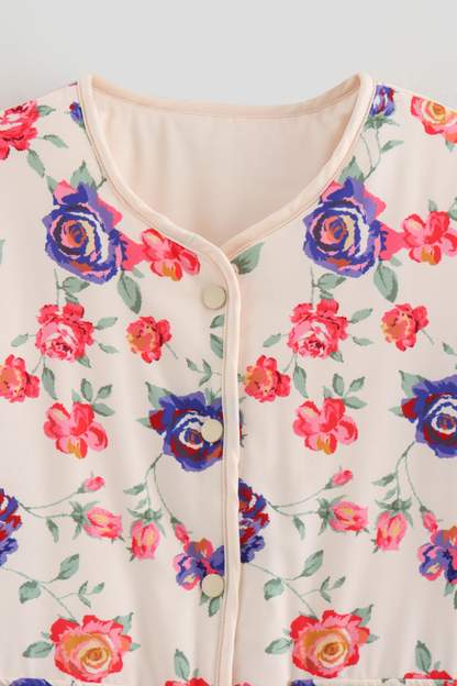 Street V-neck Loose Cardigan Print Cotton Coat for