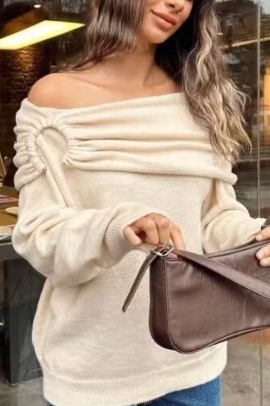Off-shoulder Loose Knit Sweater