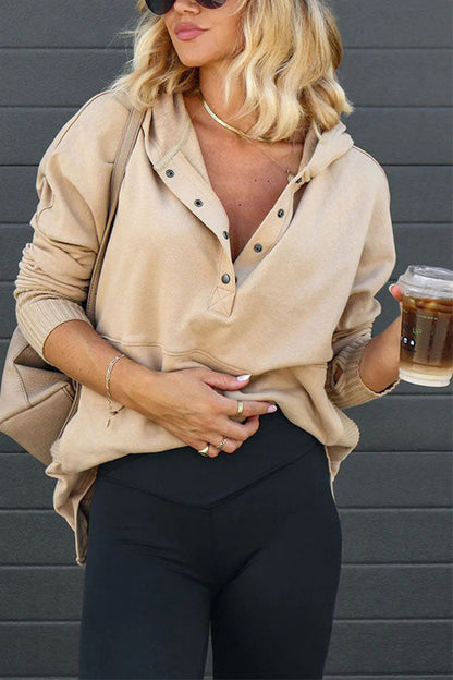 New V-neck Hooded Irregular Sweater