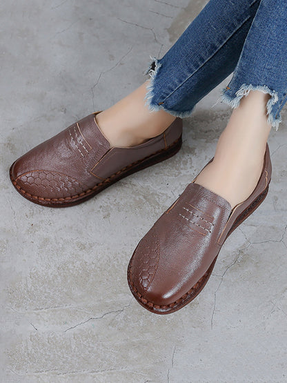 Summer Leather Spliced Low Heel Shoes As1010