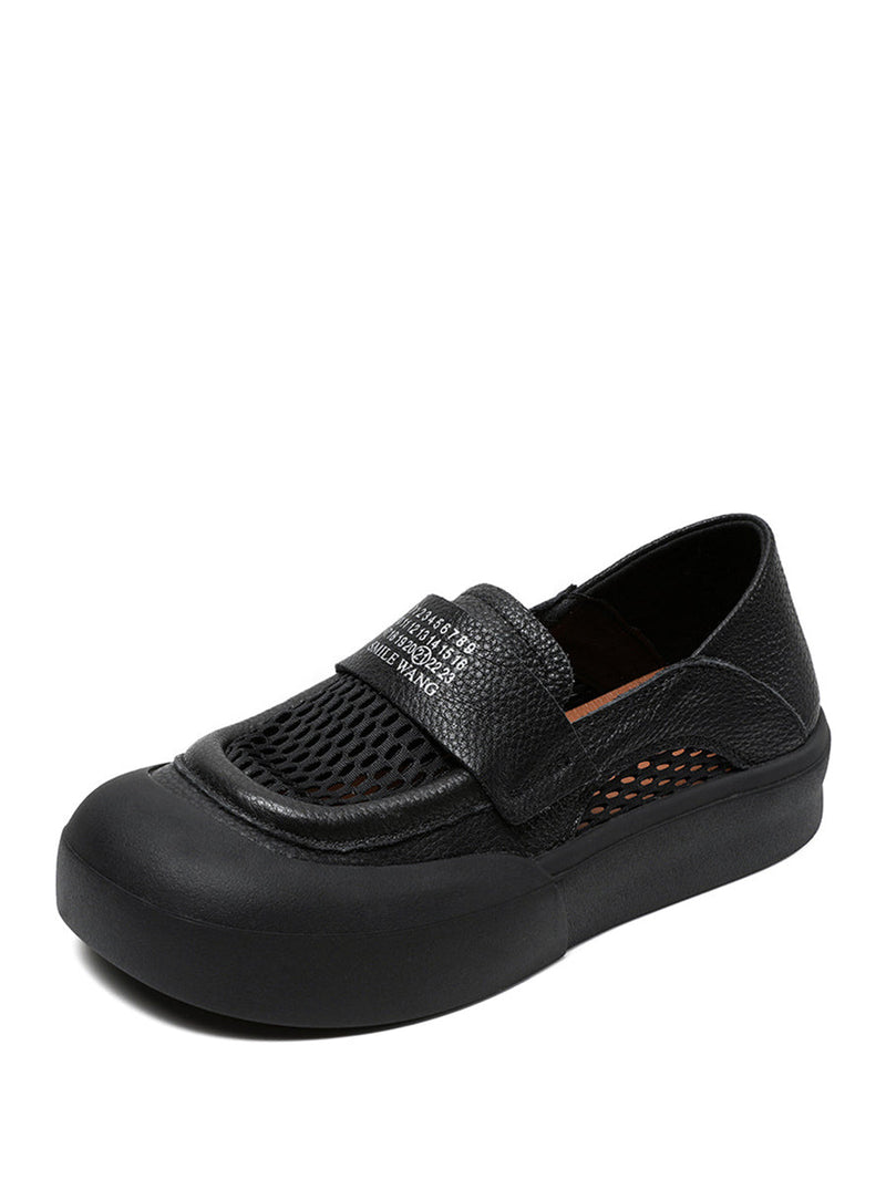 Summer Leather Cutout Flat Shoes Pp1030