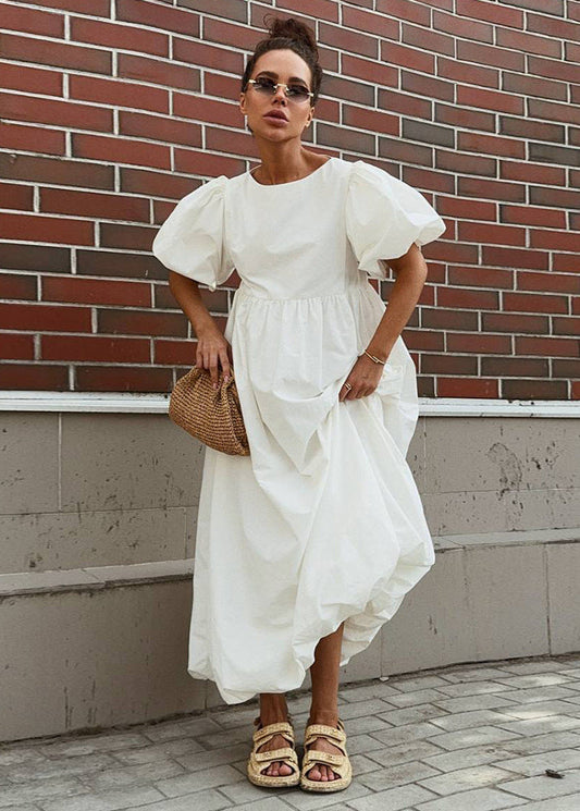 Puff-sleeve Maxi Dress – Effortless Volume