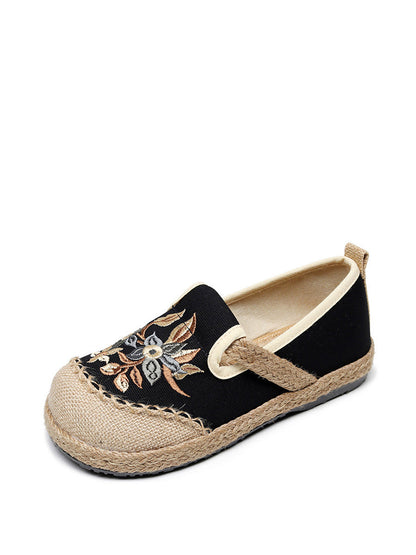 Flower Embroidery Linen Cotton Flat Shoes Ah1062