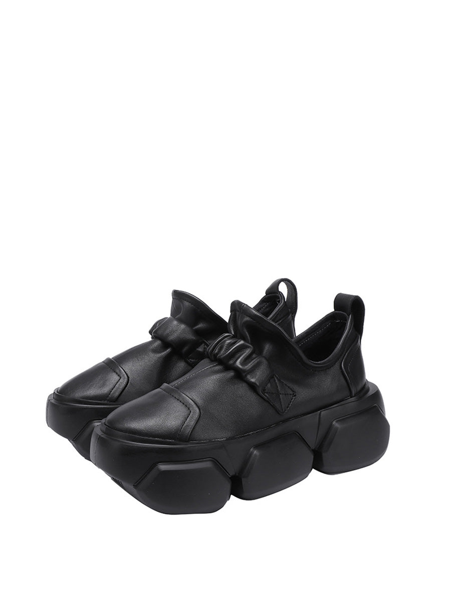 Autumn Stylish Soft Leather Platform Shoes Ah1001