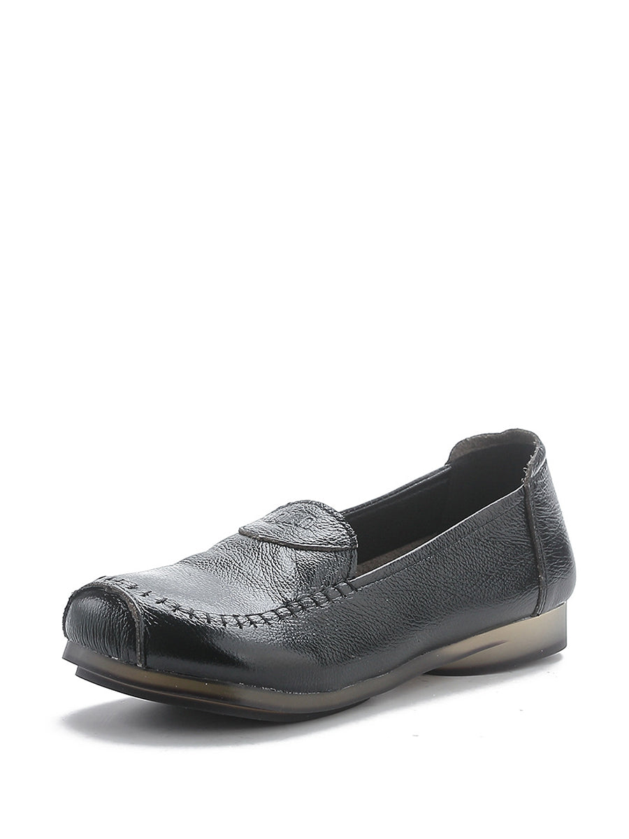 Summer Soft Leather Stitching Flat Shoes Pp1031