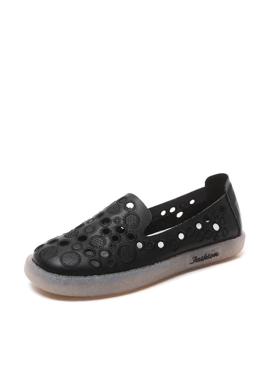 Summer Leather Embroidery Cutout Shoes Cc049